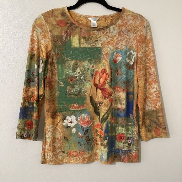 Vintage Y2K Yellow Fairycore Fairy Grunge Boho Artsy Soft 3/4 Sleeve Blouse S - Picture 1 of 8
